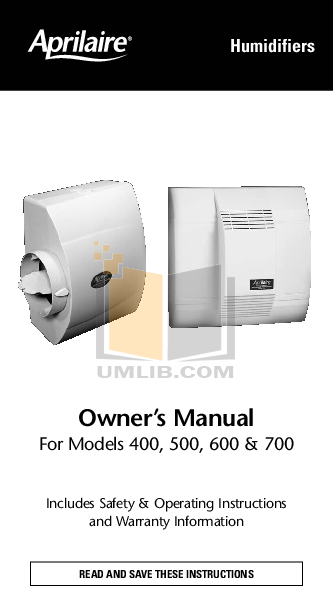 Download free pdf for Aprilaire 400 Humidifier manual